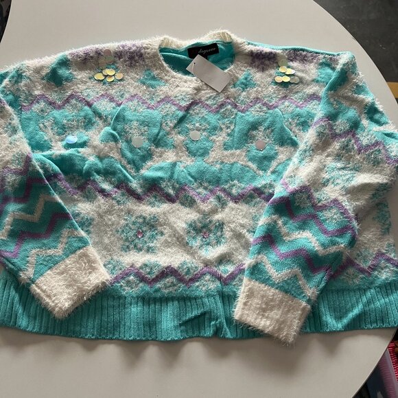 33 Degrees Women's Reindeer Graphic Sweater Blue Size XXL - Picture 5 of 9